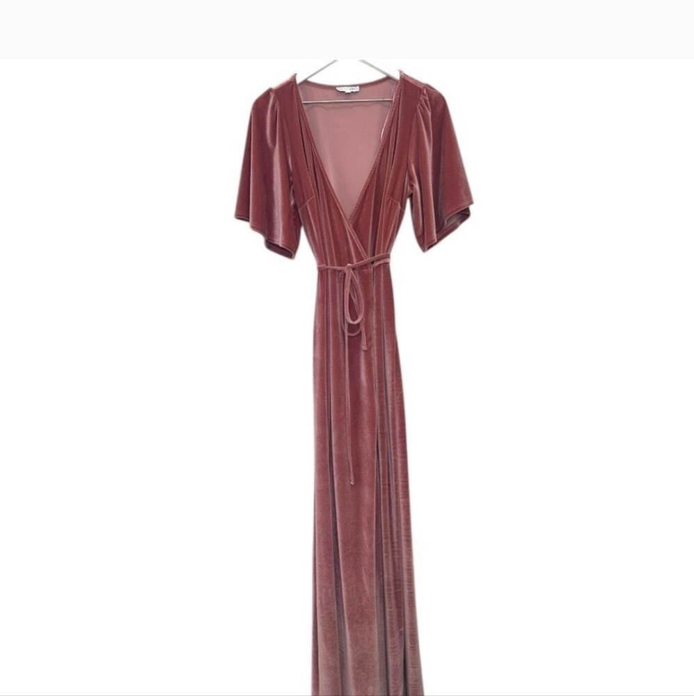 Baltic Born Pink Meghan Velvet Wrap Maxi Dress Size Large